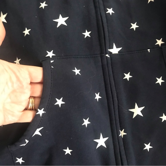Karen Scott Navy Star‎ Medium Print Hoodie NWT - Picture 10 of 12